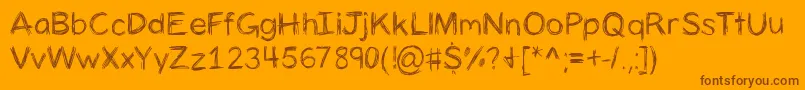 Panicstricken-Schriftart – Braune Schriften auf orangefarbenem Hintergrund
