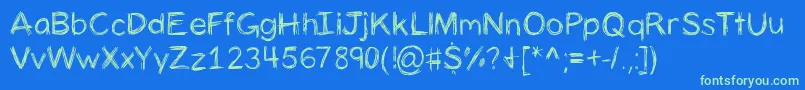 フォントPanicstricken – 青い背景に緑のフォント