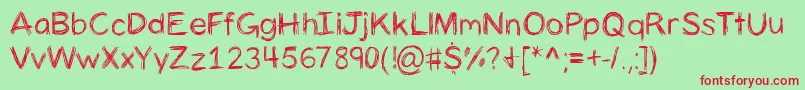 Panicstricken Font – Red Fonts on Green Background