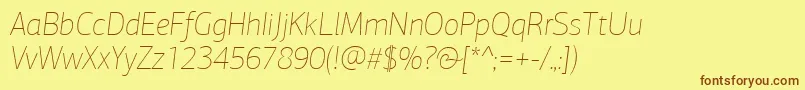 PfagorasansproXthinitalic Font – Brown Fonts on Yellow Background