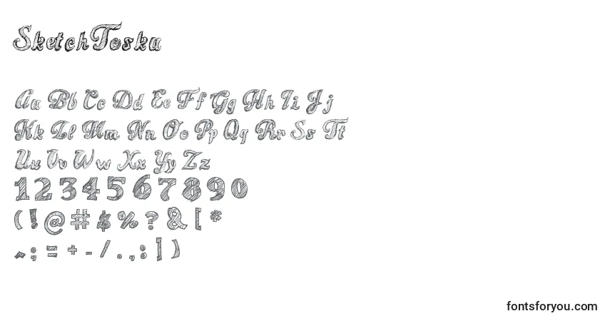 A fonte SketchToska – alfabeto, números, caracteres especiais