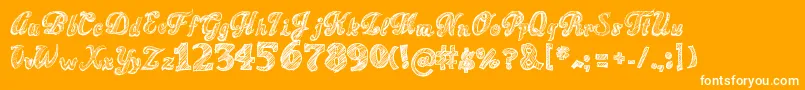 SketchToska-Schriftart – Weiße Schriften auf orangefarbenem Hintergrund