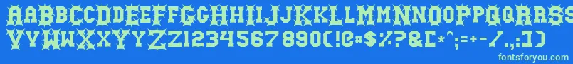 GutcruncherNormal Font – Green Fonts on Blue Background