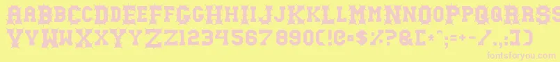 GutcruncherNormal-fontti – vaaleanpunaiset fontit keltaisella taustalla