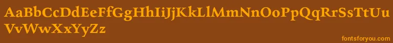 CharpentierrenredDemi-Schriftart – Orangefarbene Schriften auf braunem Hintergrund