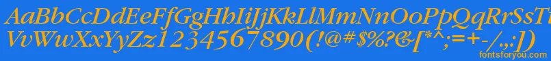 GaramondbooktttItalic Font – Orange Fonts on Blue Background