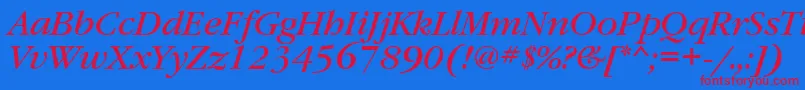 GaramondbooktttItalic Font – Red Fonts on Blue Background