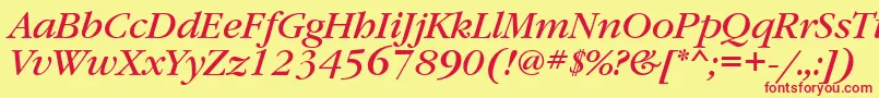 GaramondbooktttItalic Font – Red Fonts on Yellow Background