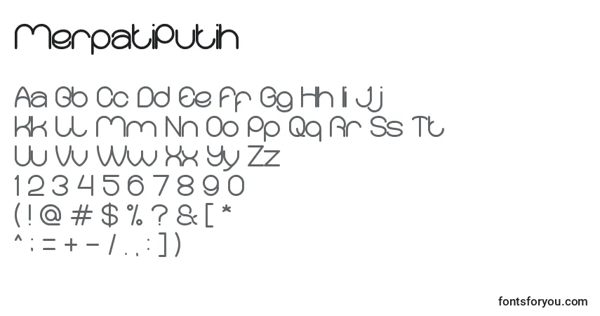 MerpatiPutihフォント–アルファベット、数字、特殊文字
