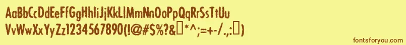フォントBonvv – 茶色の文字が黄色の背景にあります。