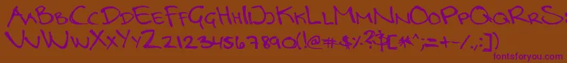 LottebyrueRegular-Schriftart – Violette Schriften auf braunem Hintergrund