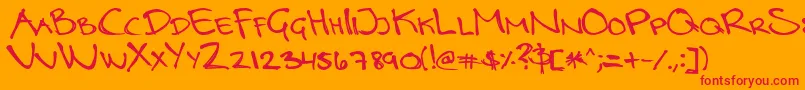 LottebyrueRegular Font – Red Fonts on Orange Background