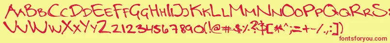 LottebyrueRegular Font – Red Fonts on Yellow Background