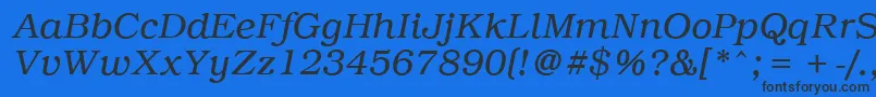 フォントPcBrusselsLightitalic – 黒い文字の青い背景