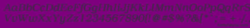 Czcionka PcBrusselsLightitalic – czarne czcionki na fioletowym tle