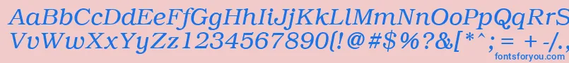 PcBrusselsLightitalic Font – Blue Fonts on Pink Background