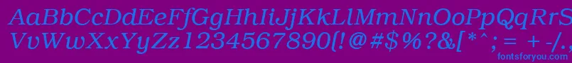 PcBrusselsLightitalic Font – Blue Fonts on Purple Background