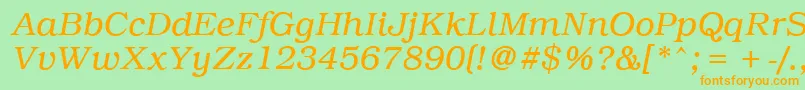 PcBrusselsLightitalic Font – Orange Fonts on Green Background