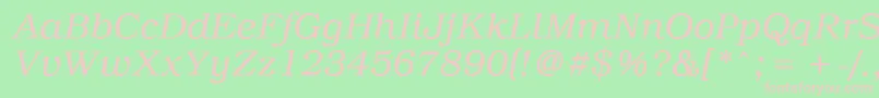 Fonte PcBrusselsLightitalic – fontes rosa em um fundo verde