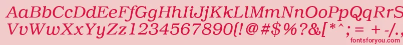 PcBrusselsLightitalic Font – Red Fonts on Pink Background