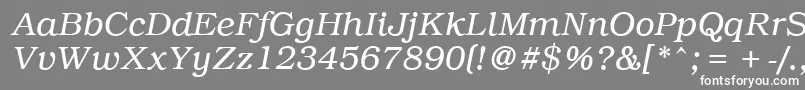 フォントPcBrusselsLightitalic – 灰色の背景に白い文字