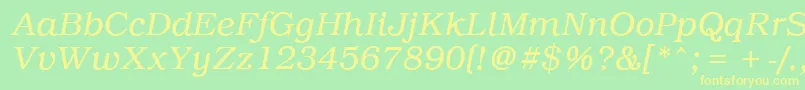 PcBrusselsLightitalic Font – Yellow Fonts on Green Background