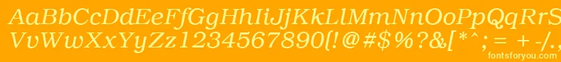 PcBrusselsLightitalic Font – Yellow Fonts on Orange Background