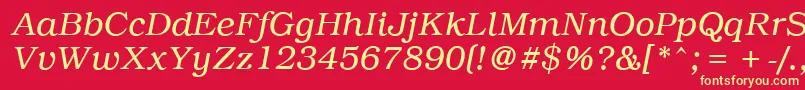 PcBrusselsLightitalic Font – Yellow Fonts on Red Background