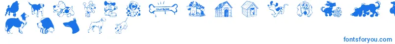 フォントDogsCsp – 白い背景に青い文字