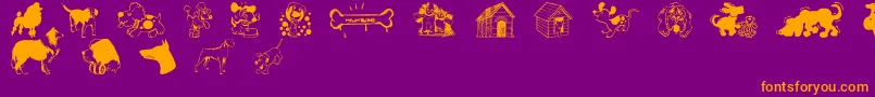 DogsCsp-Schriftart – Orangefarbene Schriften auf violettem Hintergrund