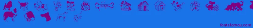 Fonte DogsCsp – fontes roxas em um fundo azul