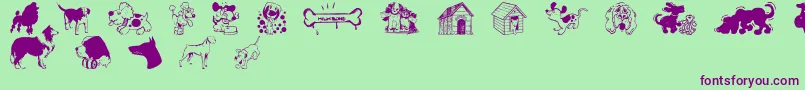 DogsCsp Font – Purple Fonts on Green Background