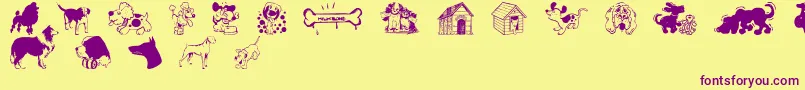DogsCsp-Schriftart – Violette Schriften auf gelbem Hintergrund