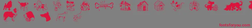 フォントDogsCsp – 赤い文字の灰色の背景