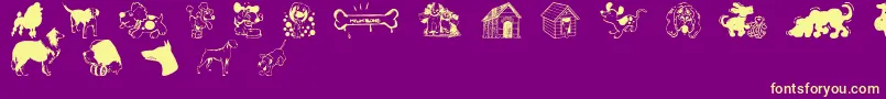 フォントDogsCsp – 紫の背景に黄色のフォント