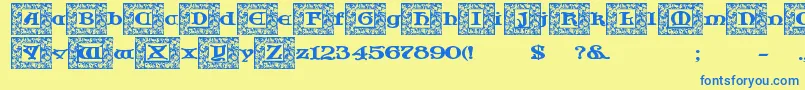 JfCotswoldLeaves Font – Blue Fonts on Yellow Background