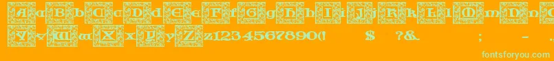 JfCotswoldLeaves-Schriftart – Grüne Schriften auf orangefarbenem Hintergrund