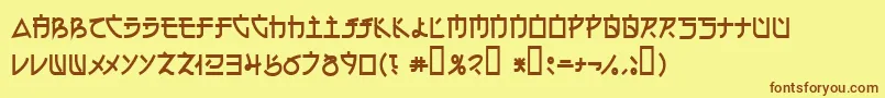 フォントElectroharmonix2 – 茶色の文字が黄色の背景にあります。