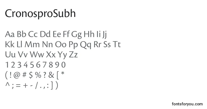 Шрифт CronosproSubh – алфавит, цифры, специальные символы