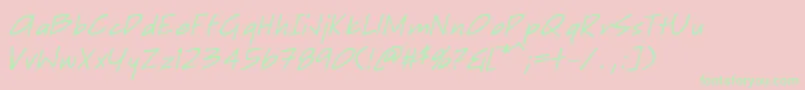 SketchpadNoteItalic-Schriftart – Grüne Schriften auf rosa Hintergrund