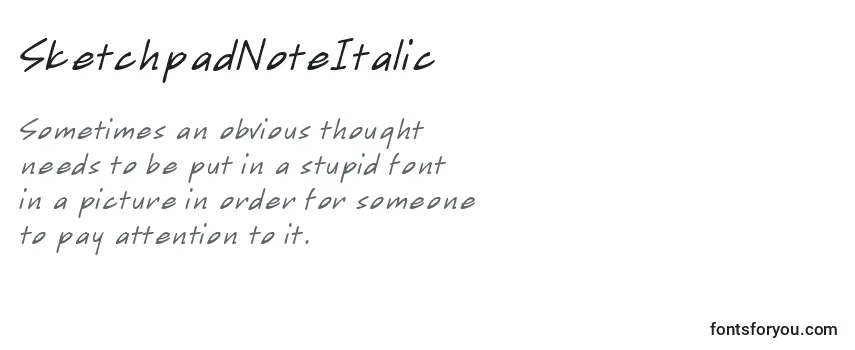 SketchpadNoteItalic Font