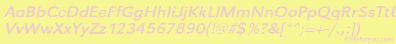 UrwgrotesktextwidOblique-fontti – vaaleanpunaiset fontit keltaisella taustalla