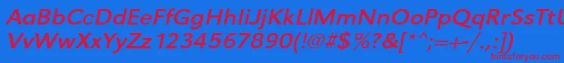 UrwgrotesktextwidOblique-fontti – punaiset fontit sinisellä taustalla