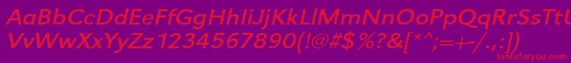 Fonte UrwgrotesktextwidOblique – fontes vermelhas em um fundo violeta