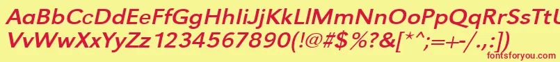 UrwgrotesktextwidOblique Font – Red Fonts on Yellow Background