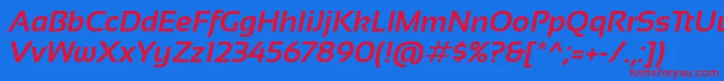 SansationBoldItalic Font – Red Fonts on Blue Background
