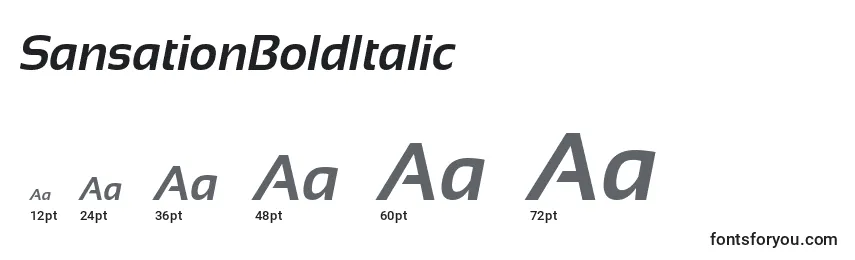 SansationBoldItalic Font Sizes