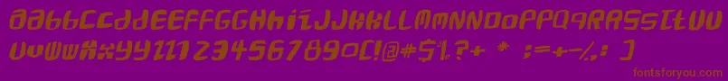 フォントRoaringtwentiestwoOblique – 紫色の背景に茶色のフォント