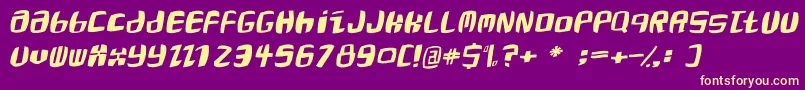 RoaringtwentiestwoOblique Font – Yellow Fonts on Purple Background