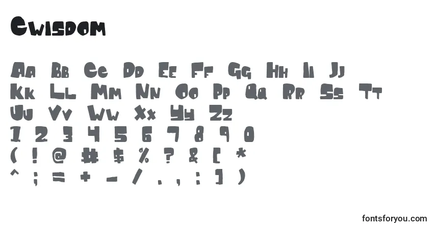 Czcionka Cwisdom – alfabet, cyfry, specjalne znaki
